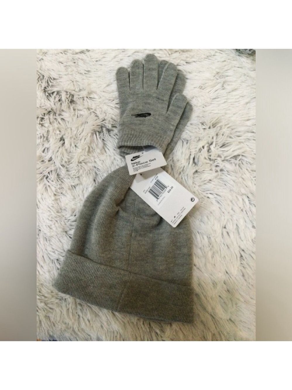 Nike gray with black logo hat and glove set unisex youth NWT - Picture 5 of 9